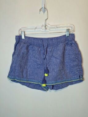 Vineyard Vines Blue 100% Linen Tassel Shorts Beachy Coastal Boho Size Medium
